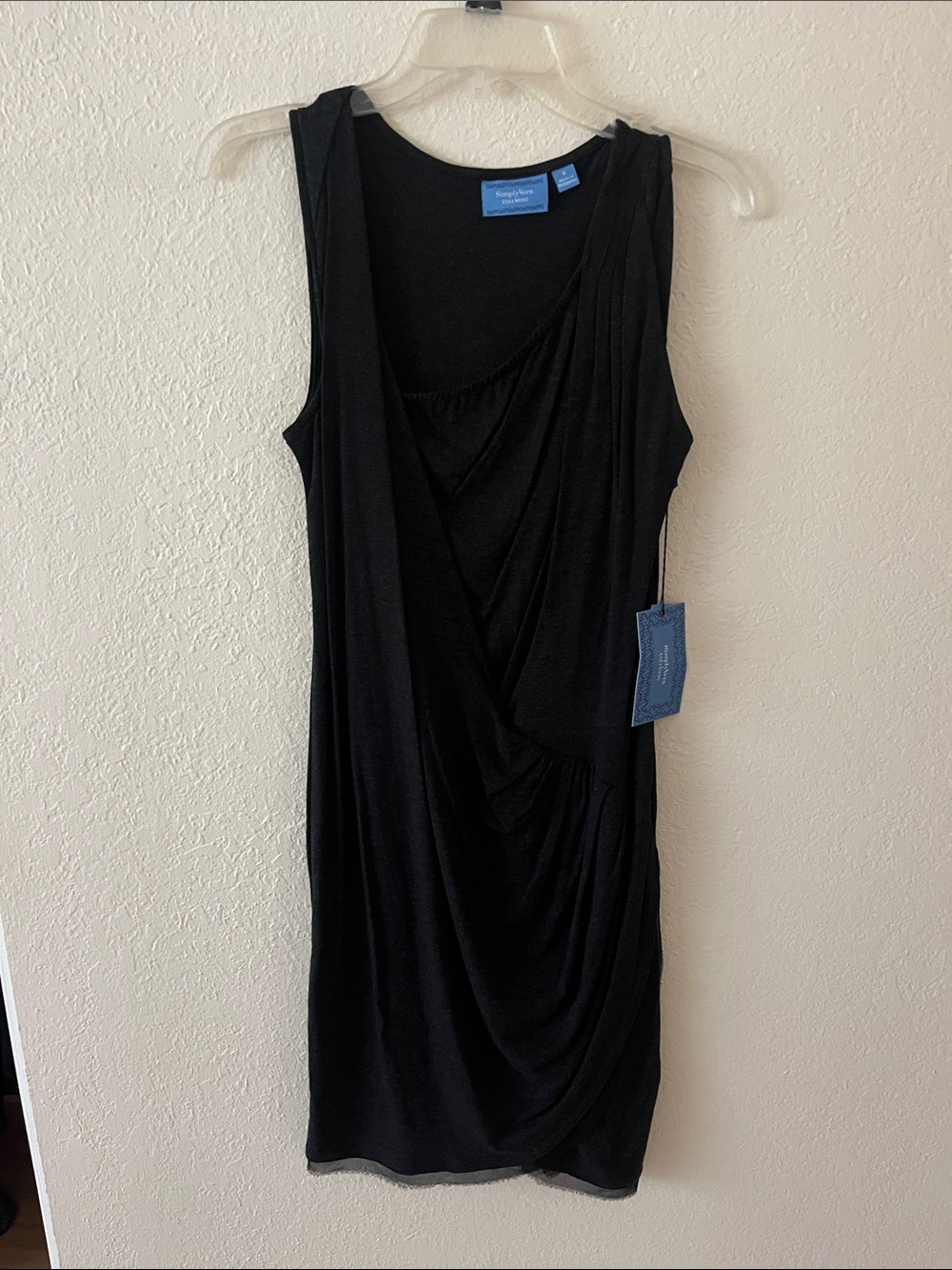 Simply Vera Vera Wang Black Sleeveless Draped Jersey Midi